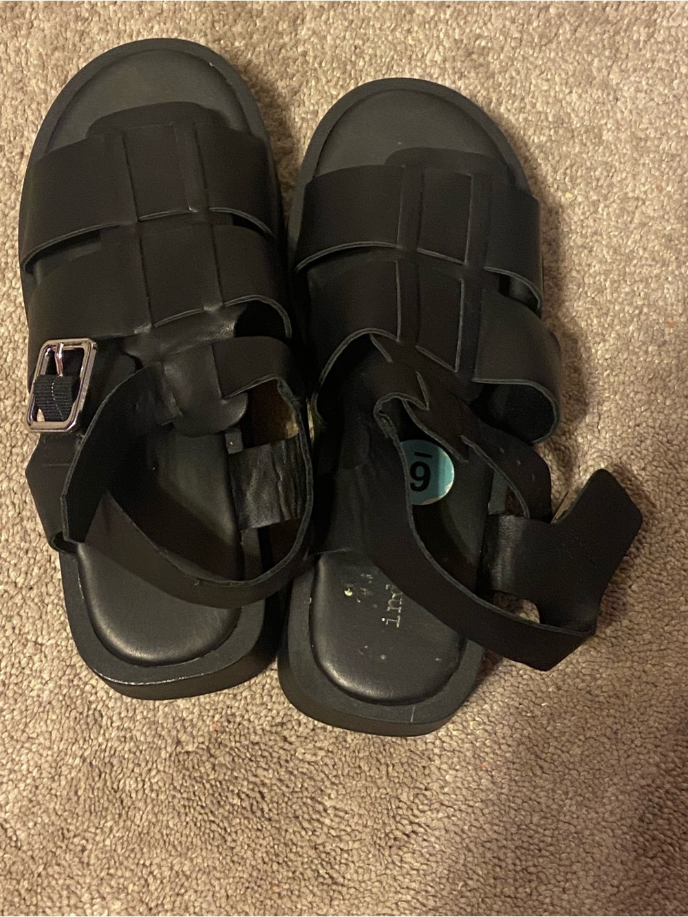 Black Strappy Sandals with Buckle